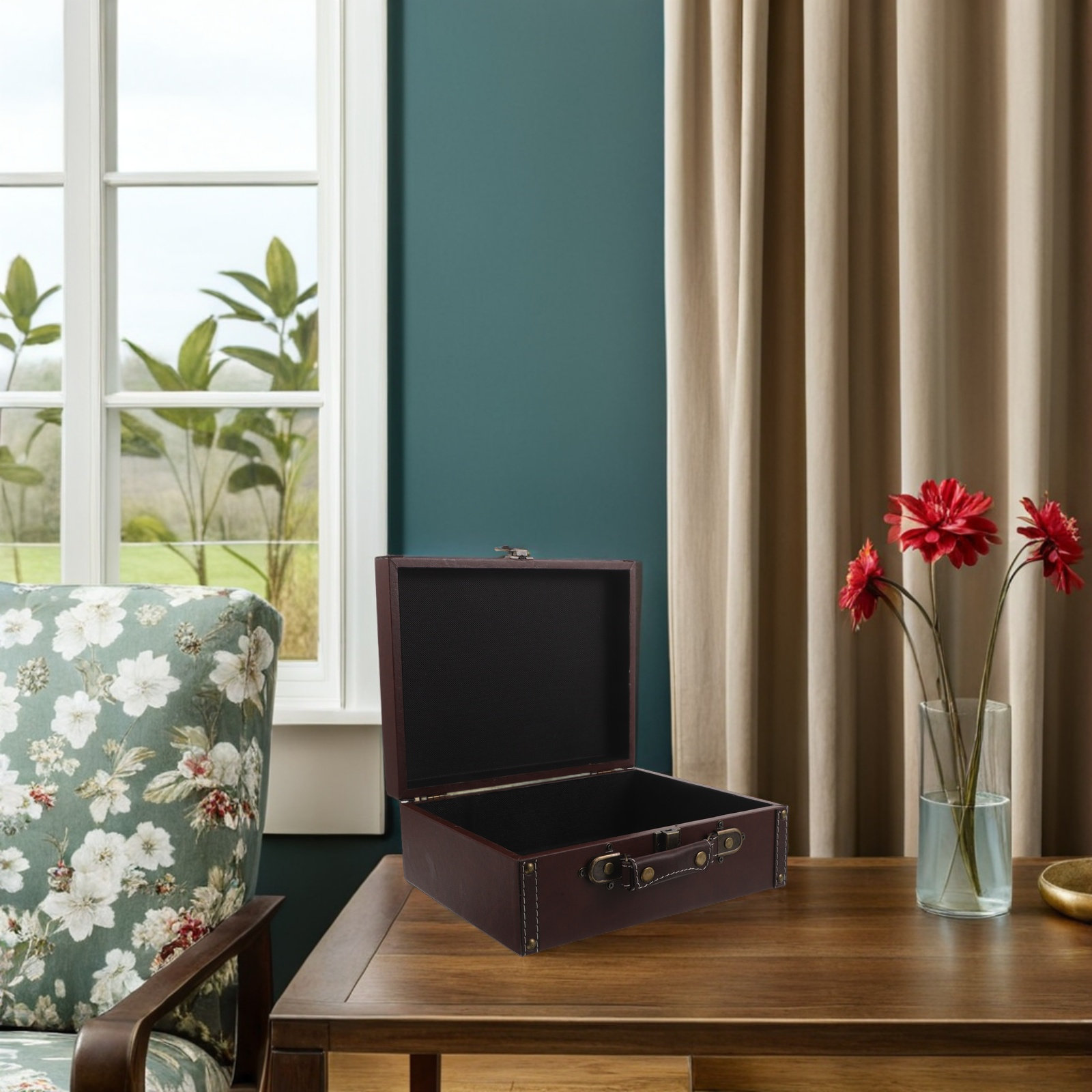 Retro Vintage Trunk Suitcase - Drewniane retro pudełko do przechowywania, vintage