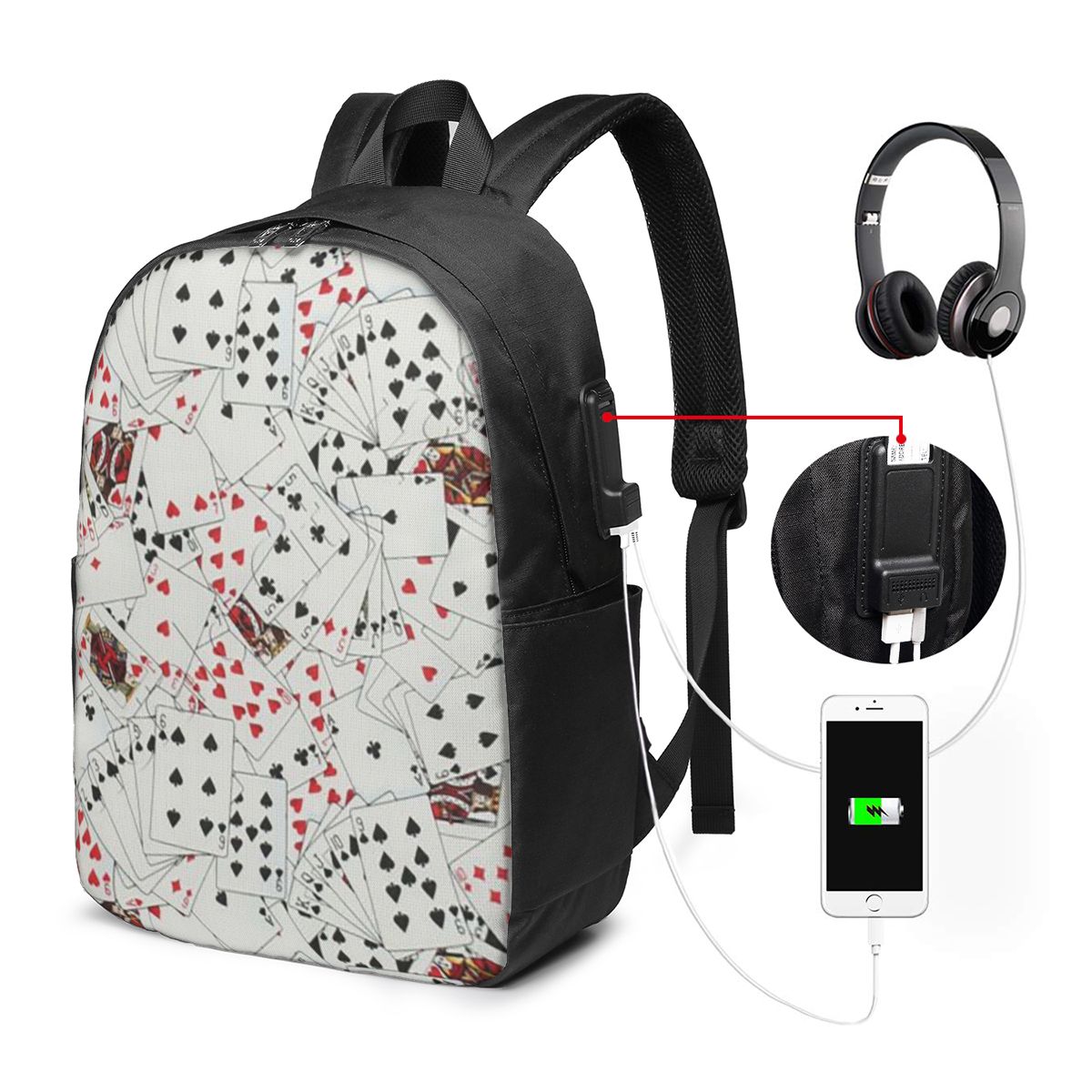 Backpacks - Plecak z nadrukiem kart do pokera,