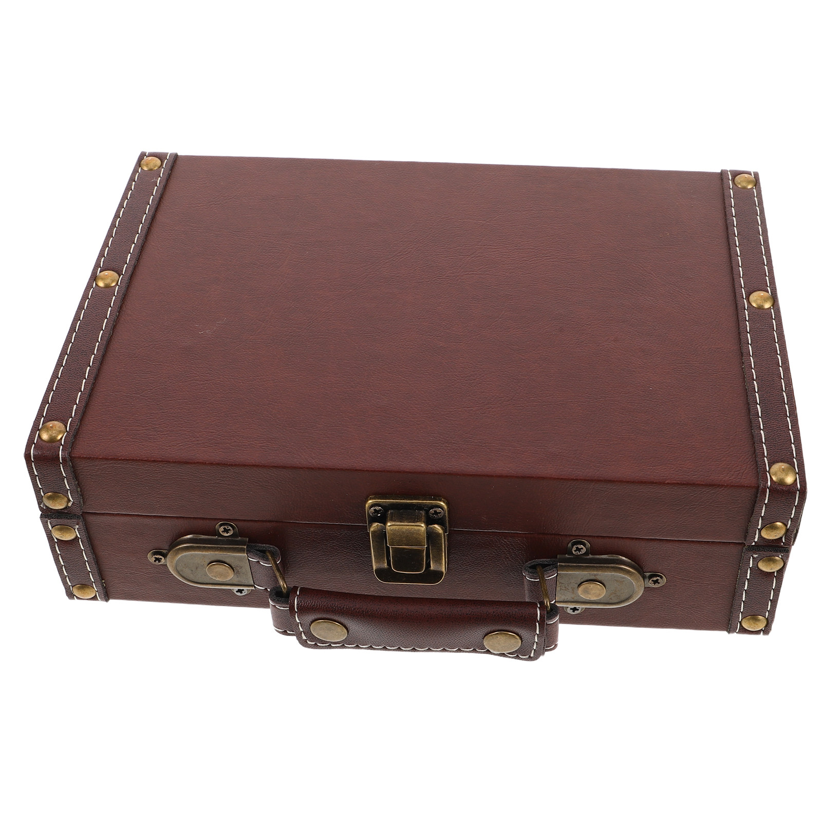 Retro Vintage Trunk Suitcase - Antyczne drewniane pudełko do przechowywania, w
