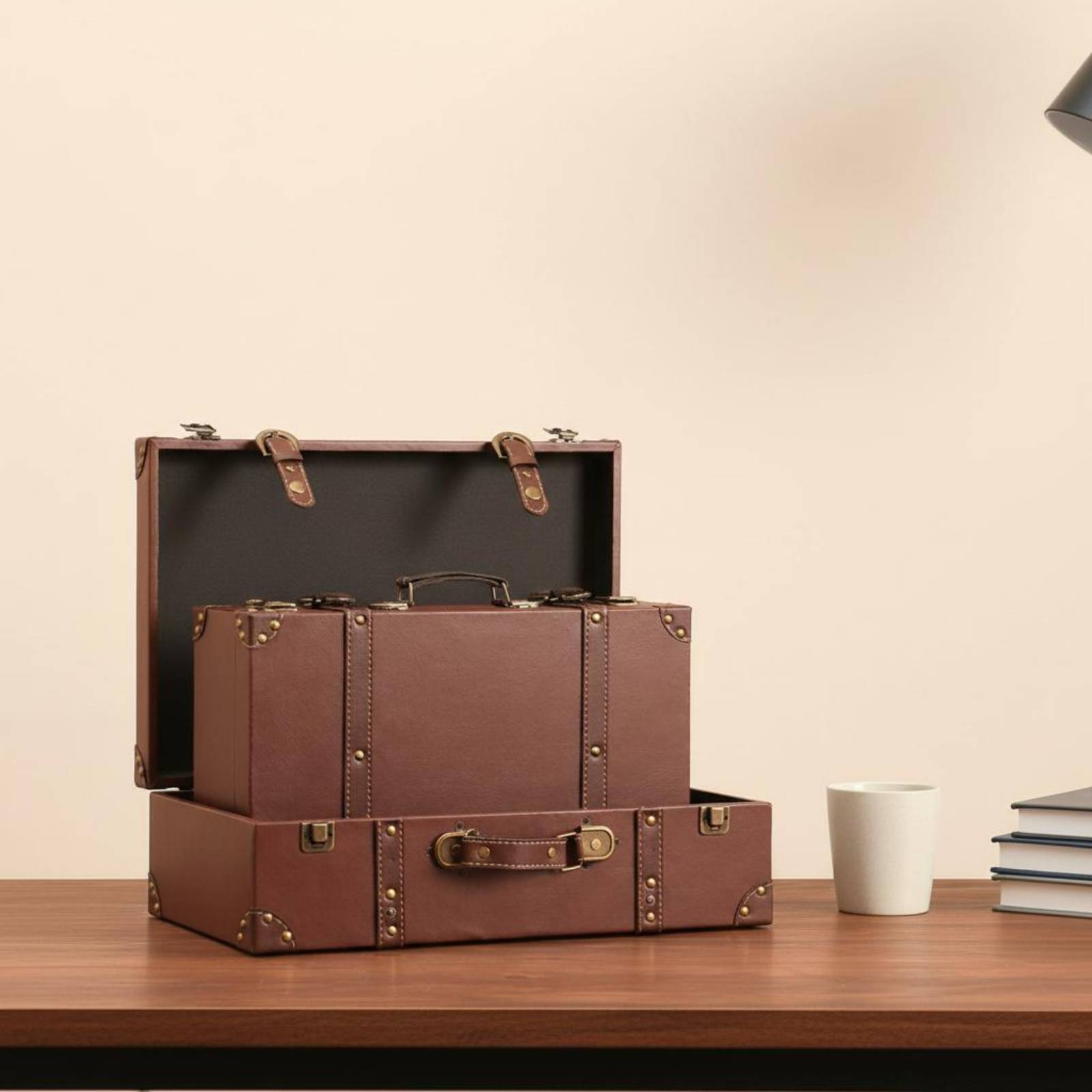 Retro Vintage Trunk Suitcase - Walizka w stylu vintage, skórzana walizka-torba