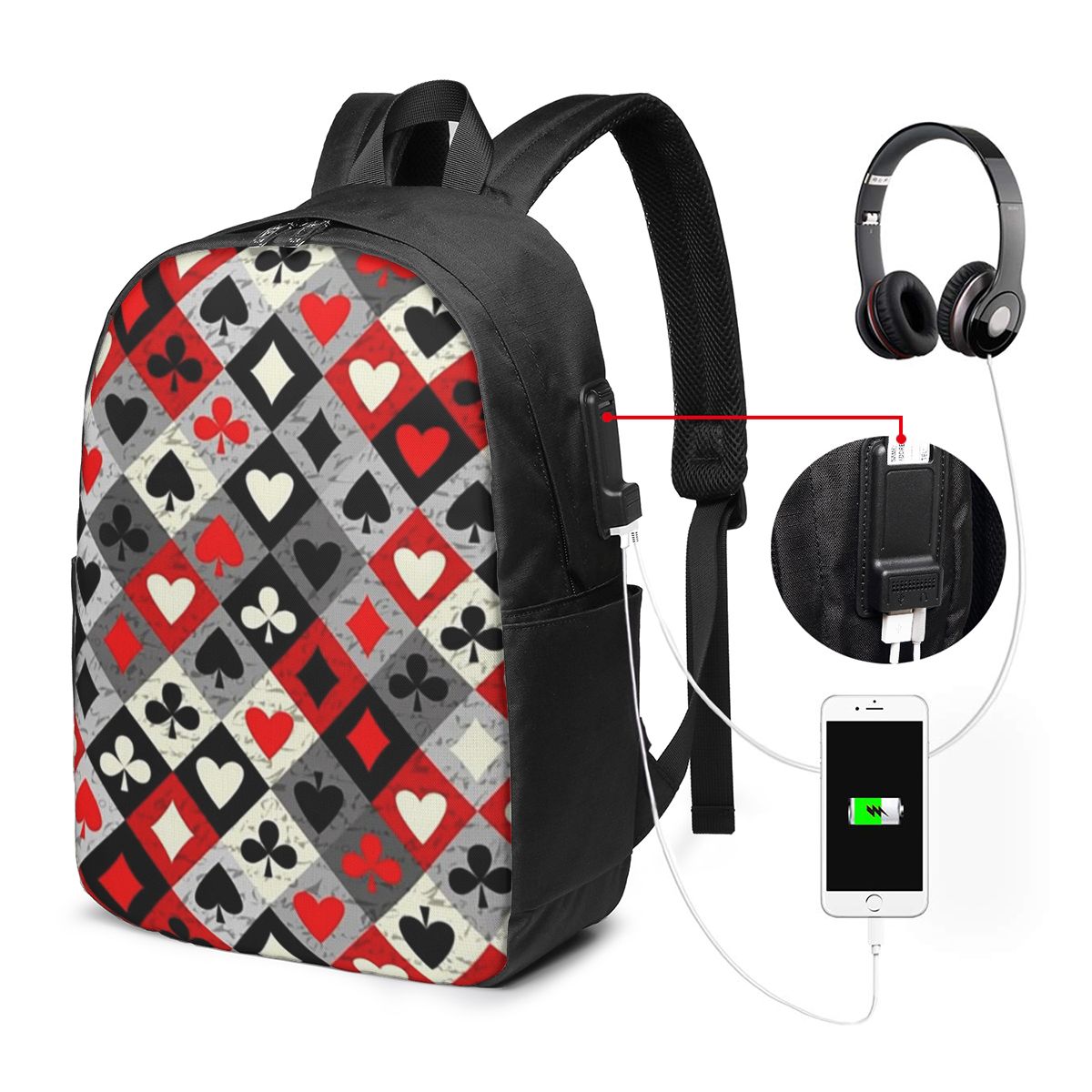 Plecak z nadrukiem kart do pok – Backpacks recenzja i cena